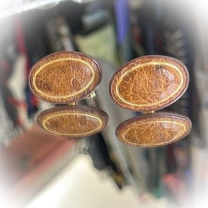 💕Unique Leather Brown Vintage Buxton Leather Cufflinks💕